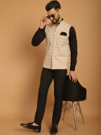 Even Apparels Nehru Jacket With Welt Pockets - Beige
