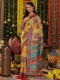 Shree Shyam Fashion Linen Cotton Yellow Saree - Distacart