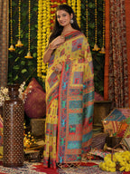 Shree Shyam Fashion Linen Cotton Yellow Saree - Distacart