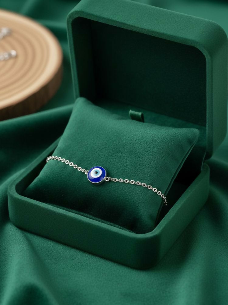 NVR Women Evil Eye Silver Plated Link Bracelet - Distacart