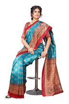 Vamika Sky Blue Printed Art Silk Saree