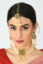 Mominos Fashion Johar Kamal Off White Color Kundan & Pearls Necklace Set - Distacart