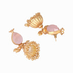 Nuyug 22K Gold Plated Rose Quartz Stone Studded Ethnic Jhumkas - Distacart