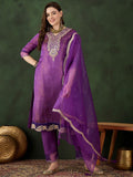 Sangria Embroidered Kurta & Trouser With Dupatta