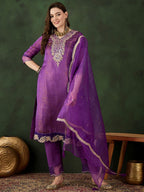 Sangria Embroidered Kurta & Trouser With Dupatta