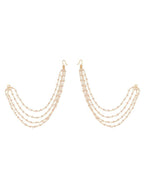 NVR Pearl Studded Classic Gold-Polished 4 Line Ear Chain Ear Cuff
