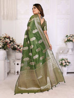 Aastha Fashion Mehndi Soft Organza Silk Weaving Saree - Distacart