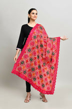 Joban Fashion Multi Color Cotton Embroidery Work Phulkari Dupatta