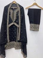 Teeya Creation Black Color Faux Georgette Embroidery Work Party Wear Salwar Suit - Distacart