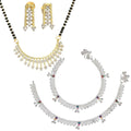 AanyaCentric Gold-plated Mangalsutra Pendant Earring Set & Silver Plated Anklet - Distacart