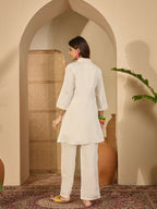 Joban Fashion Women Cream Roman Silk Embroidered Stitched Kurta Set - Distacart