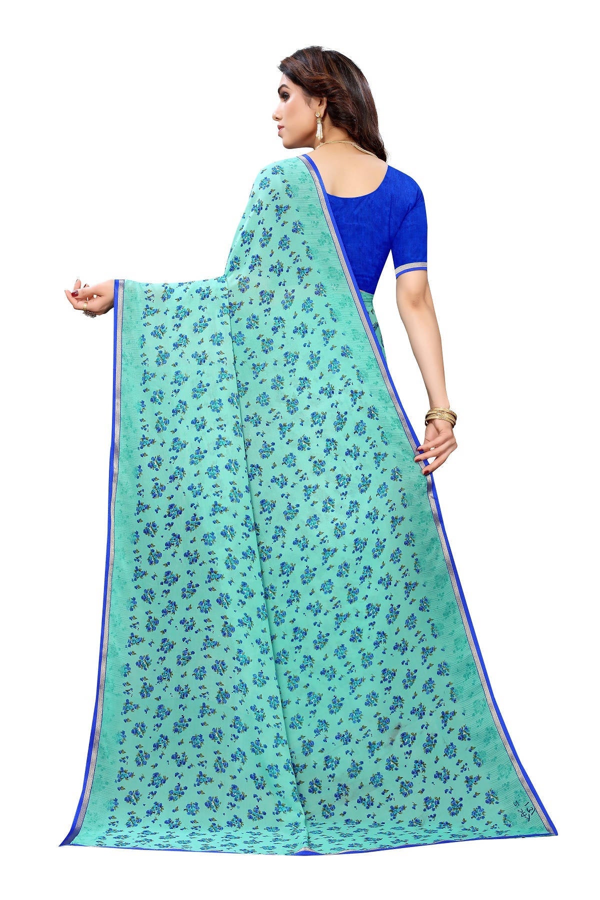 Vamika Ethnic Fire Rama Printed With Lace Saree - Distacart
