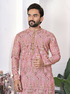 Anaita Peach Digital Printed Work Cotton Straight Kurta