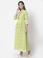Myshka Women's Pure Cotton Printed 3/4 Sleeve Dress