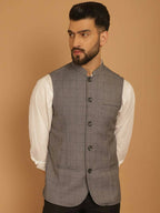 Even Apparels Nehru Jacket With Welt Pockets - Grey