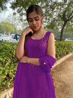 Partywear Designer Purple Georgette Palazzo Suit - Anbazaar - Distacart