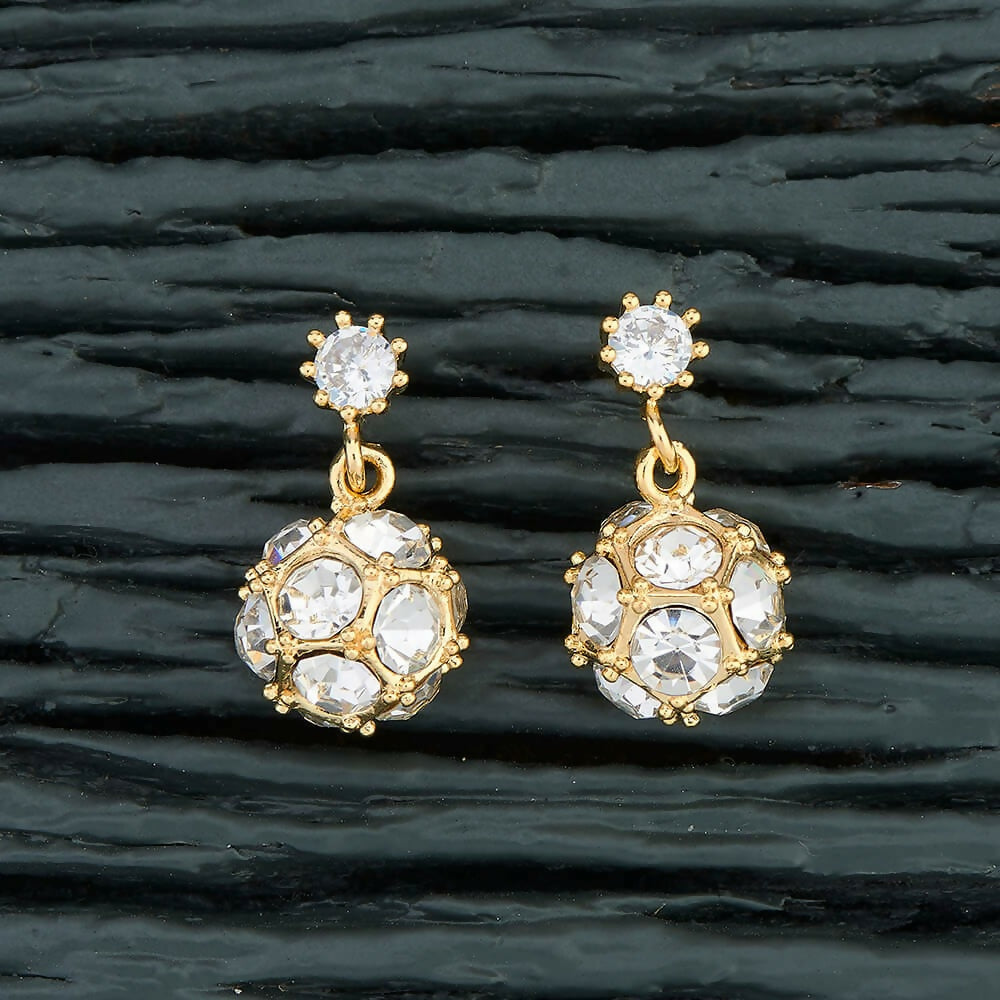 Joban Fashion Women Brass Golden White Ad Earrings - Distacart