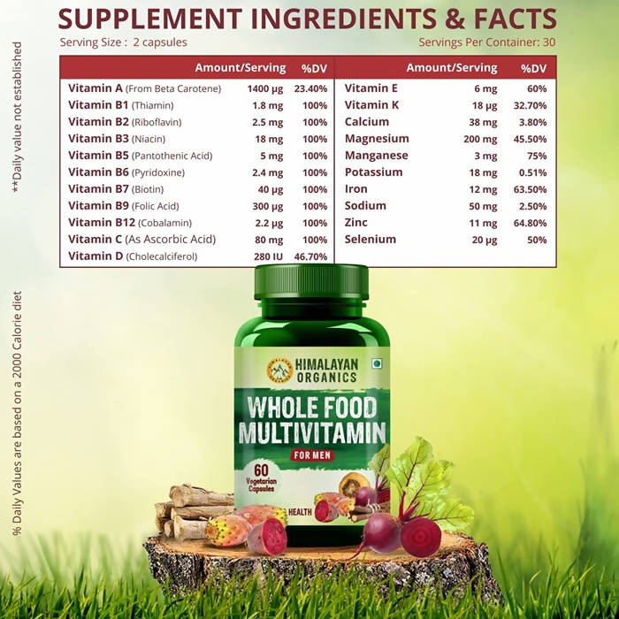 Himalayan Organics Whole Food Multivitamin For Men Boosts 