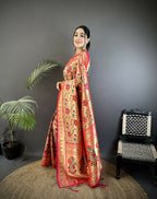 Joban Fashion Rani Pink Floral Vine Pattern Soft Silk Paithani Saree - Distacart