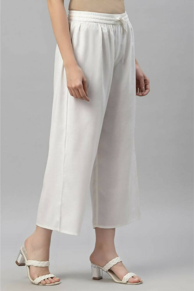 Juniper Women's White Rayon Straight Solid Pant/Slim Pant - Distacart