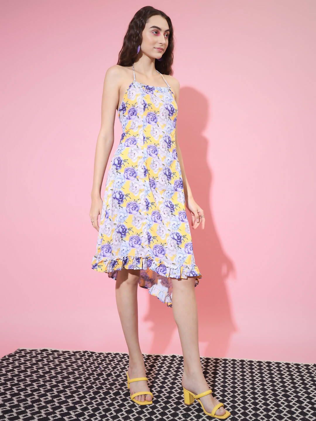 Myshka Women's Multi Floral Printed Fit and Flare Dress - Distacart