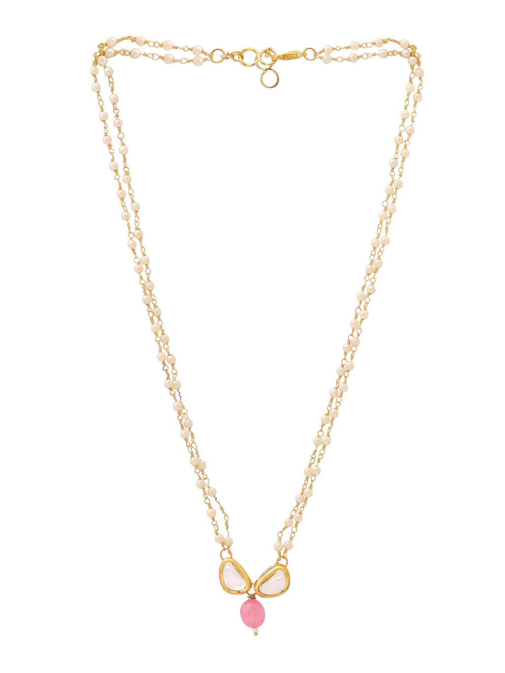 Ruby Raang Kundan and Pink Stone Necklace