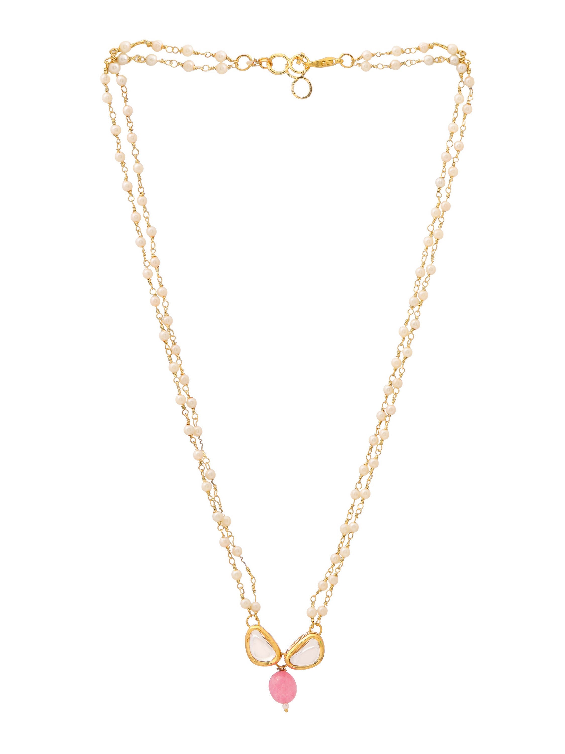 Ruby Raang Kundan and Pink Stone Necklace