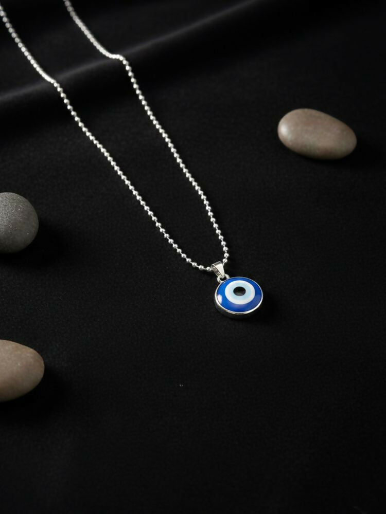 NVR Unisex Silver Plated Evil Eye Pendant with Chain - Distacart