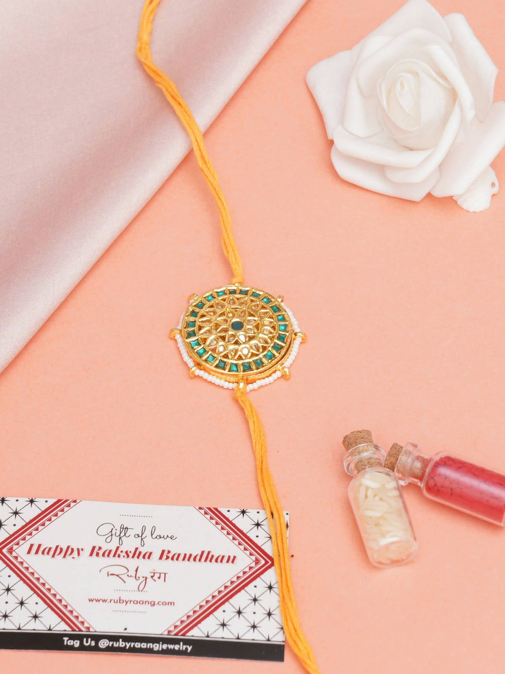 Designer kundan Rakhi - Ruby Raang - Distacart