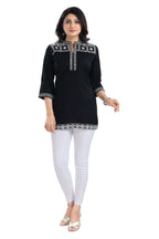 Snehal Creations Blissful Black Women Embroidered Boho Chic Tunic Top - Distacart