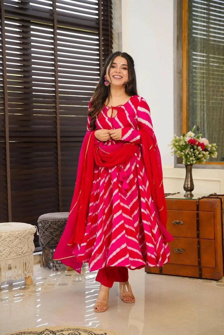 Aayaa Designer Printed Tebby Silk Suit - Multi Color