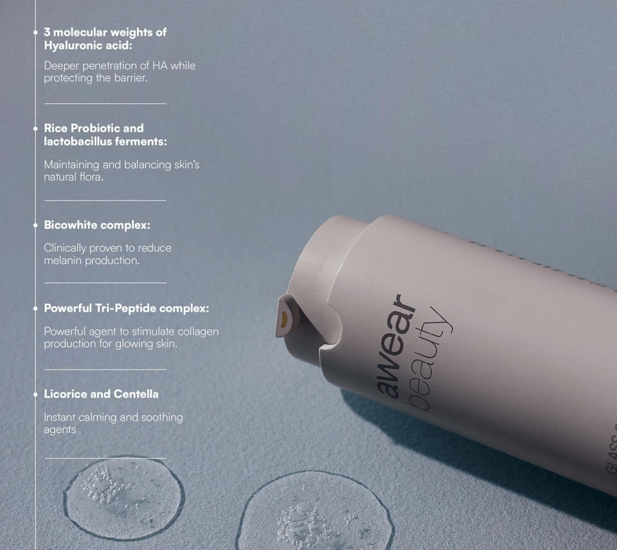 Awear Beauty Glass Skin Peptide Glow Serum