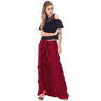 Asmaani Maroon Color Plain Ruffle Palazzo