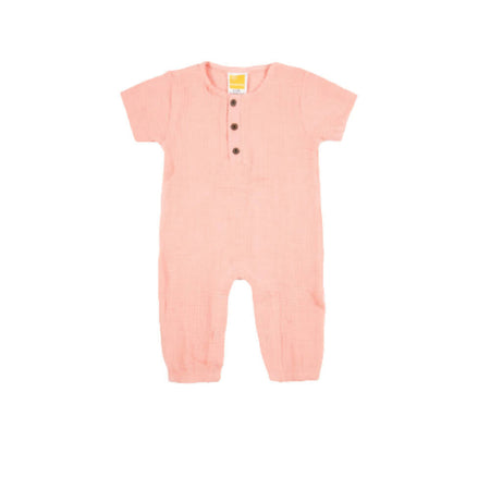 Sunshine Baby Cute Organic Muslin Cotton Babies Full Length Romper With Sleeve - Pink