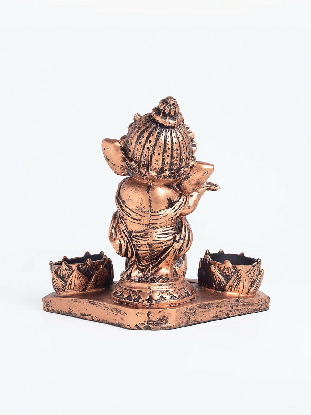 Golden Peacock Brown Ganesha Diya Holder