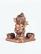 Golden Peacock Brown Ganesha Diya Holder