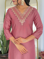 The52 Gajri Women's Beautiful Embroidered Rayon Fabric with Straight Kurta, Pant and Dupatta Set - Distacart