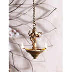 eCraftIndia Brown Dancing Ganesha Brass Hanging Diya