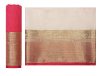 Mimosa Women's Beige Kanchipuram Linen Saree - Distacart