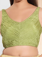 Joban Fashion Mehendi Green Tissue Padded Blouse With Sweetheart Neck Sleeveless - Distacart