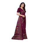 Vamika Printed Jute Silk Purple Saree online