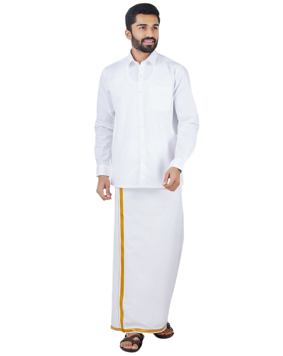 Ramraj Cotton Mens Full Sleeve Formal 100 % Cotton White Shirt