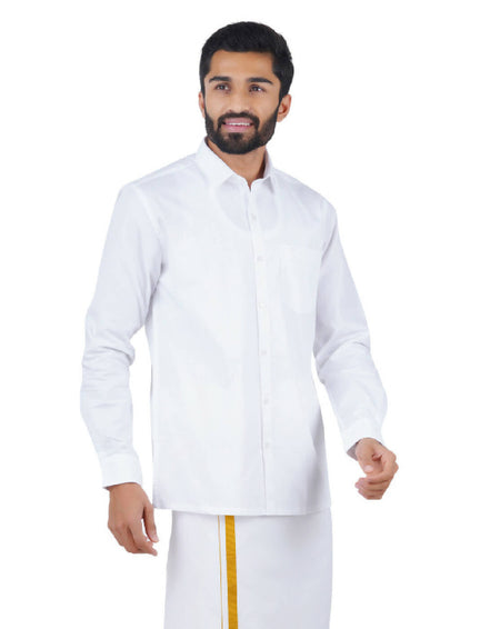 Ramraj Cotton Mens Full Sleeve Formal 100 % Cotton White Shirt