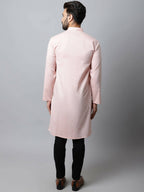 Even Apparels Pink Color Linen Pure Cotton Men's Kurta With Side Placket (SLD070) - Distacart