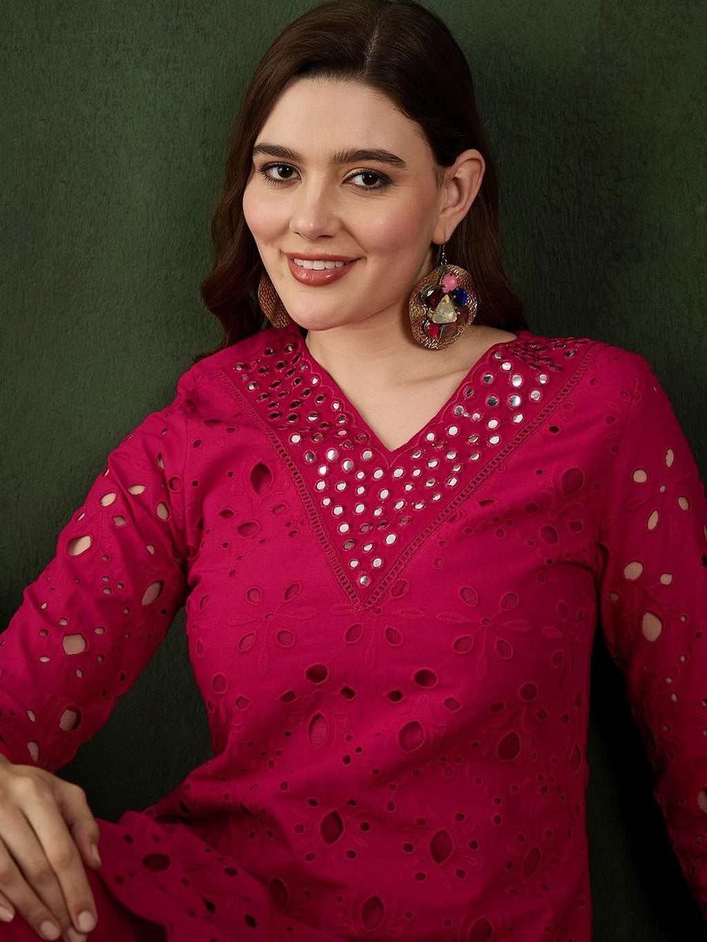 Sangria Embroidered Pure Cotton Kurta & Trouser