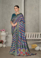 Blue Rangkat Tussar Silk Woven Design Saree with Unstitched Blouse - Mohmanthan Eshani