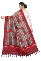 Vamika Traditional Red Printed Khadi Bhagalpuri Dupatta