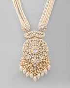 VOJ Gold-Polished Wedding Pearl Jewellery Set