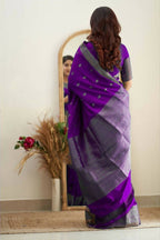 DEIANA'S Beautiful Designer Golden zari Soft Lichi Silk Saree - Purple