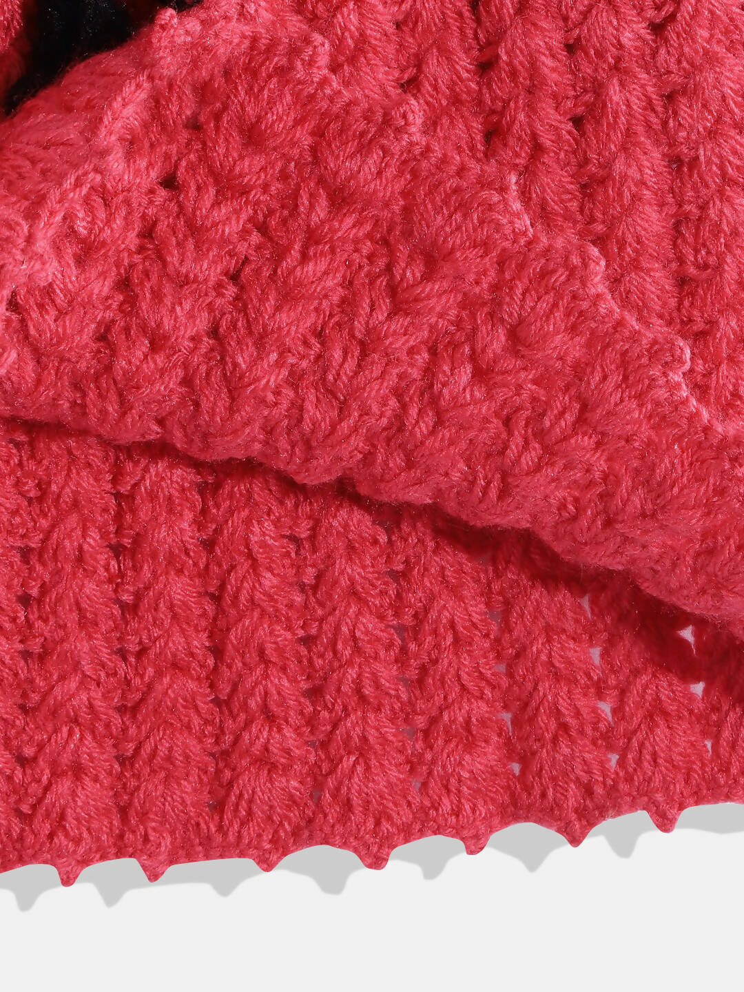Chutput Kids Woollen Hand Knitted Short Sleeves Flower Detail Dress For Baby Girls - Pink